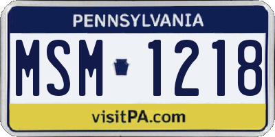 PA license plate MSM1218