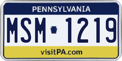 PA license plate MSM1219