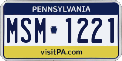 PA license plate MSM1221