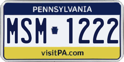 PA license plate MSM1222
