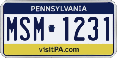 PA license plate MSM1231