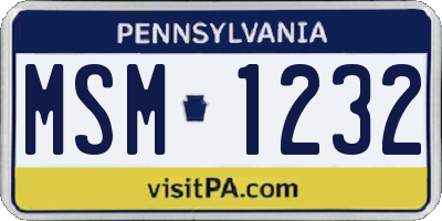 PA license plate MSM1232