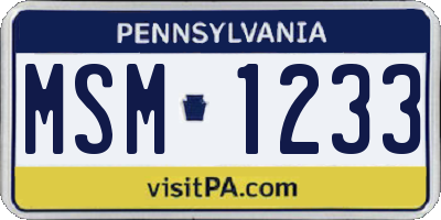 PA license plate MSM1233