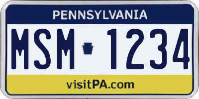 PA license plate MSM1234