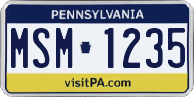 PA license plate MSM1235