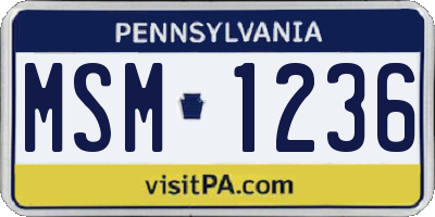 PA license plate MSM1236