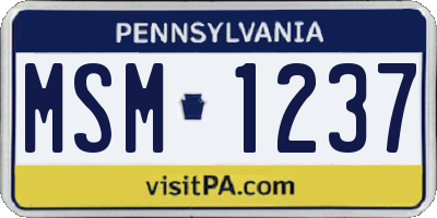 PA license plate MSM1237
