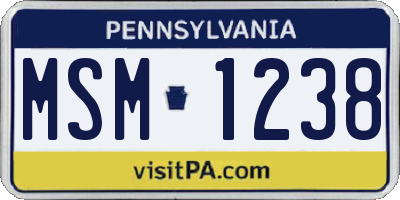 PA license plate MSM1238