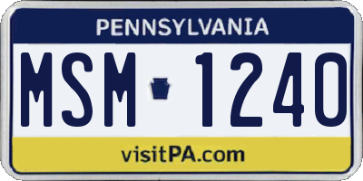PA license plate MSM1240