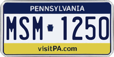 PA license plate MSM1250