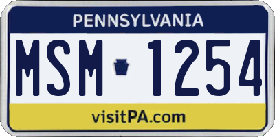 PA license plate MSM1254