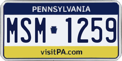 PA license plate MSM1259