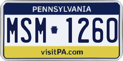 PA license plate MSM1260