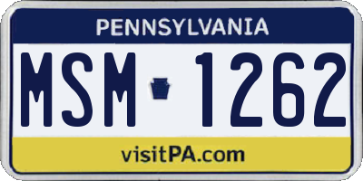 PA license plate MSM1262