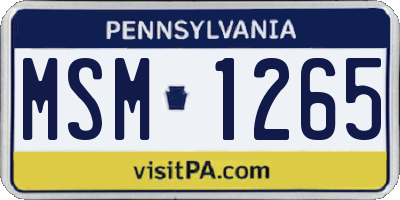 PA license plate MSM1265