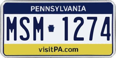 PA license plate MSM1274