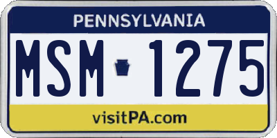 PA license plate MSM1275
