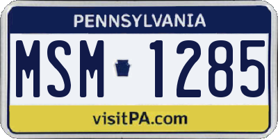PA license plate MSM1285