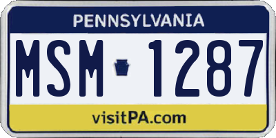 PA license plate MSM1287