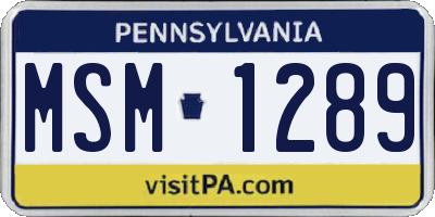 PA license plate MSM1289