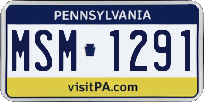 PA license plate MSM1291