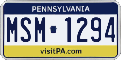PA license plate MSM1294