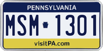 PA license plate MSM1301