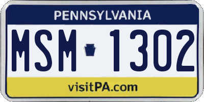 PA license plate MSM1302