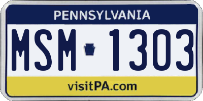 PA license plate MSM1303