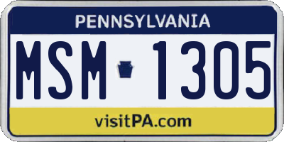 PA license plate MSM1305