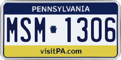 PA license plate MSM1306