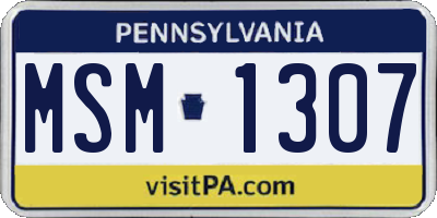 PA license plate MSM1307