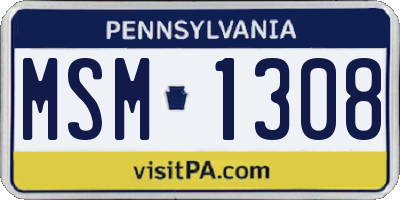 PA license plate MSM1308