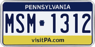 PA license plate MSM1312