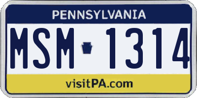 PA license plate MSM1314