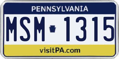 PA license plate MSM1315