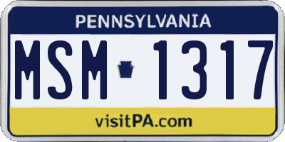 PA license plate MSM1317
