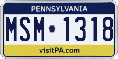 PA license plate MSM1318