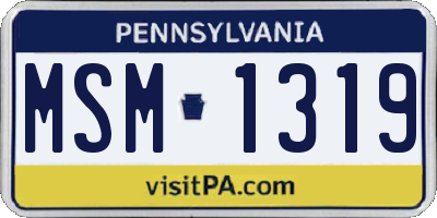 PA license plate MSM1319