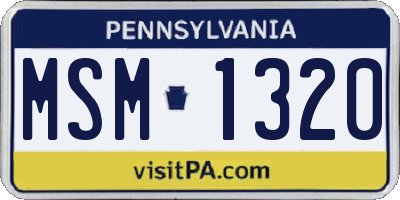 PA license plate MSM1320