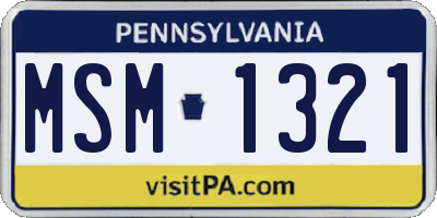 PA license plate MSM1321