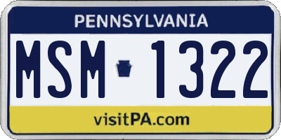 PA license plate MSM1322
