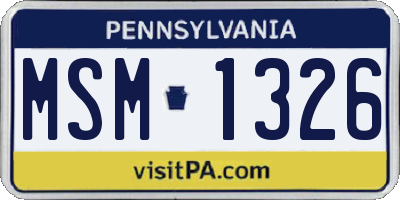 PA license plate MSM1326