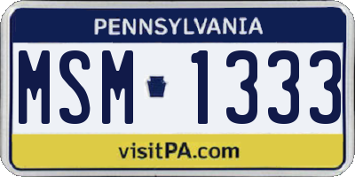 PA license plate MSM1333