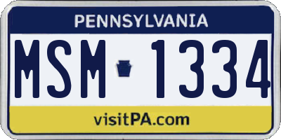 PA license plate MSM1334