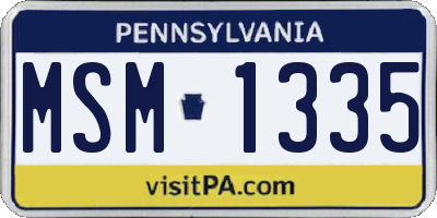 PA license plate MSM1335