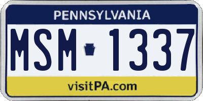 PA license plate MSM1337