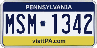 PA license plate MSM1342