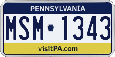 PA license plate MSM1343