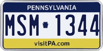 PA license plate MSM1344